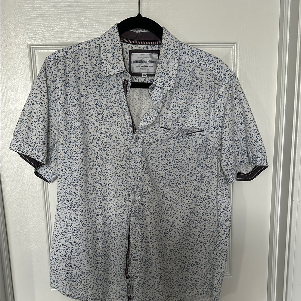 Men's Blue Floral Short Sleeve Shirt